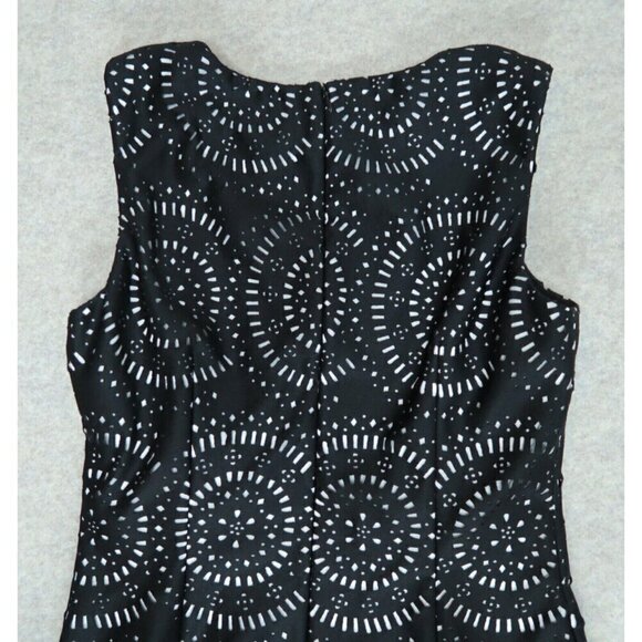 White House Black Market Shift Dress Black Crochet Midi Lined Women's Size 6 - Picture 7 of 12